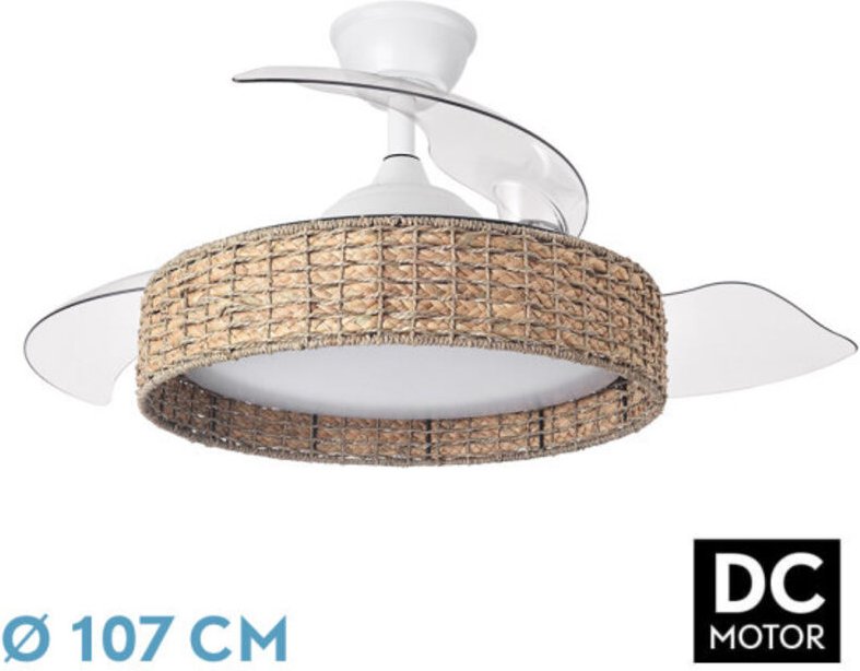 FABRILAMP Lüfter Dc Canario 59w Weiß/natürlich 3asp.107d 6980lm 3000-4500-6500k Dimmer+Fernbedienung+Speicher+Timer