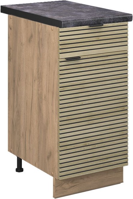 Vicco - Küchenunterschrank Fame-Line, Eiche Paneel, 40 cm , ap Anthrazit