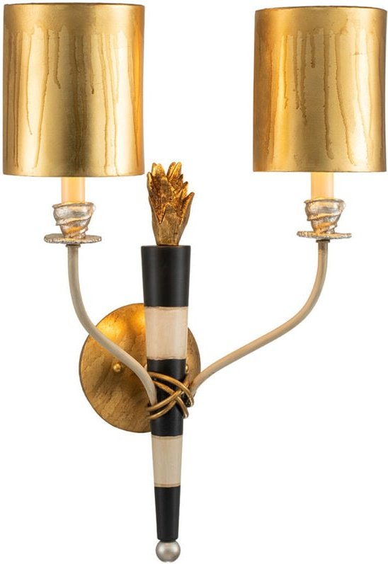 Thumbnail - Flambeau - 2 Light Indoor Candle Wandleuchte Schwarz, Gold mit Schattierungen, E14 - Elstead