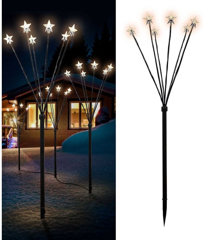 12'er Set LED-Gartenleuchtstäbe mit 24 Sternen-MLK079W-3