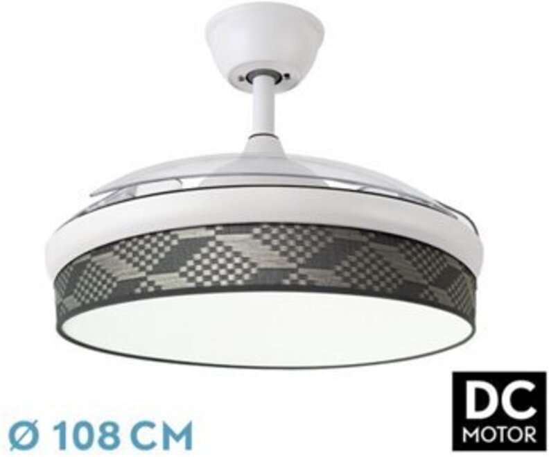 Ventilator dc fashion 72w weiß/tetrisgrau 108d 3aspas 7200lm 3000-4000-6000k remote+ memory+ timer