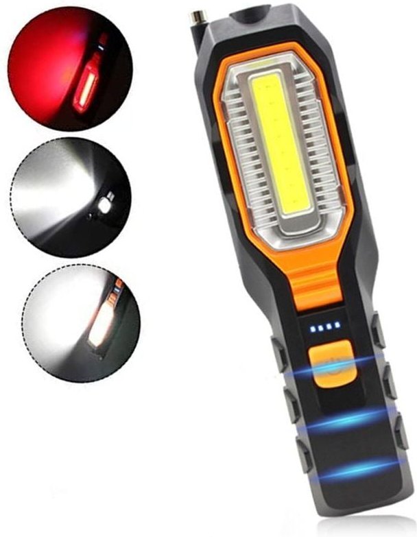 Superhelles COB-LED-Arbeitslicht, wiederaufladbar über USB, tragbar, mit Magnetfuß, geeignet für Auto, Garage, Werkstatt