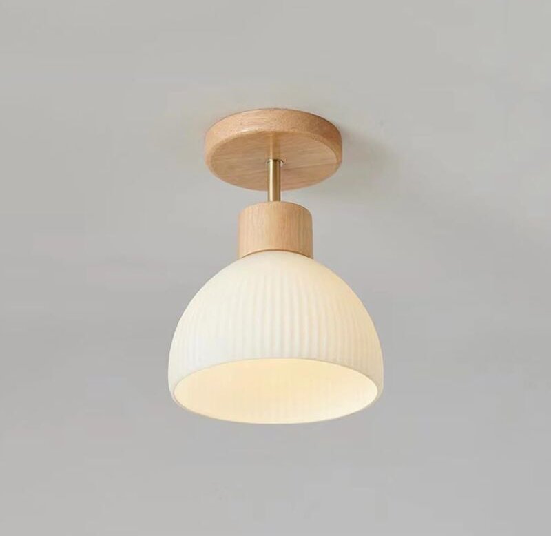 Kcvv - Kleine Glasdeckenleuchte im japanischen Stil für Zuhause, Holzkunst, Deckenleuchte mit Unterputzmontage, nordisch...