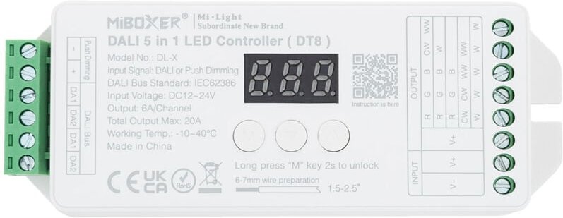 Thumbnail - Led Dimmer Controller dl-x dali 5 in 1 DT8 für LED-Streifen Einfarbig/CCT/RGB/RGBW/RGBWW 12/24V dc MiBoxer Monocolor / c...