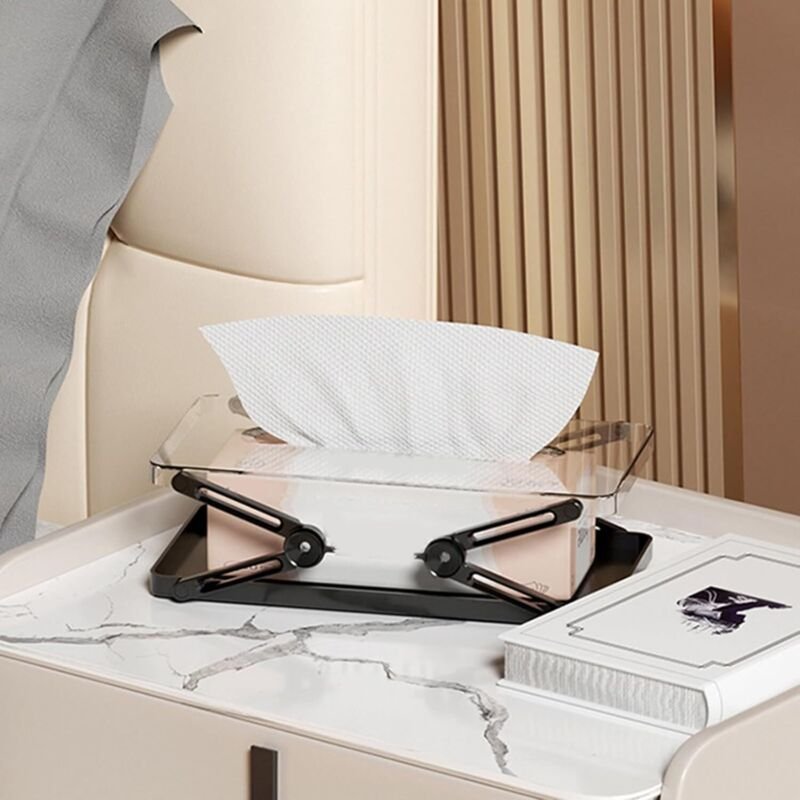 Verstellbare Taschentuchbox mit Federmechanismus, multifunktionale Aufbewahrungsmöglichkeit, geeignet für Küche, Wohnzim...