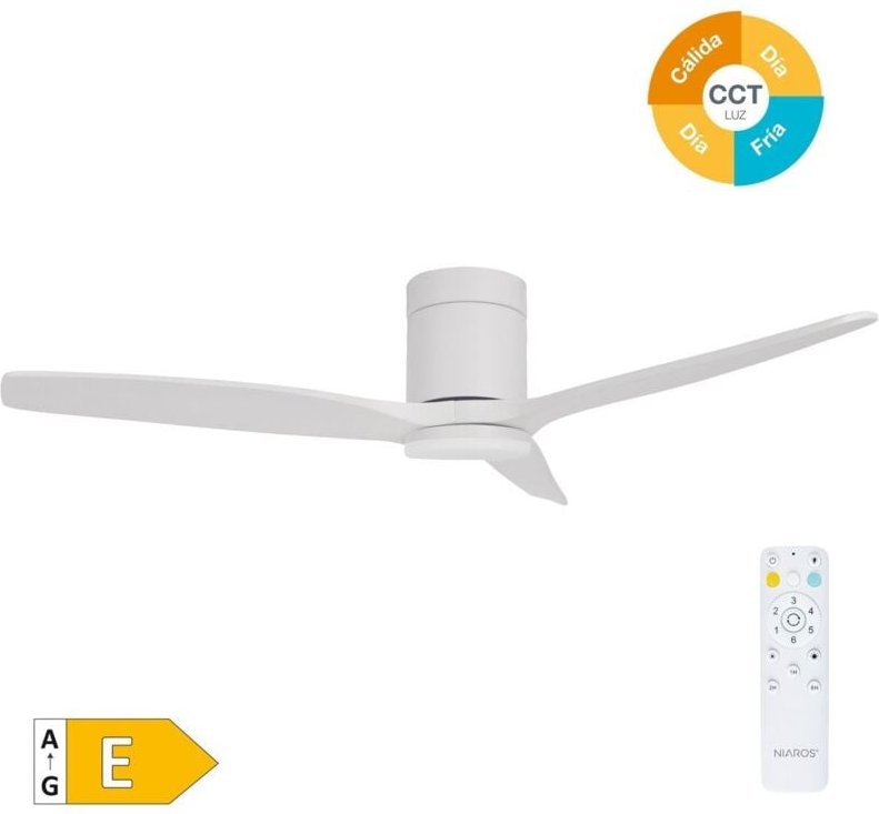 EDM - Smarter Deckenventilator 'Kasama' mit dimmbarem LED-Licht und Fernbedienung (40W 3CCT 1534lm) weiß
