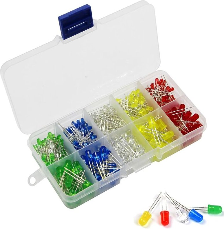 200 Stück LED Leuchtdiode, Led Leuchtdioden 3V, LED Dioden Sortiment Kit Rundkopf 2 Pin Diffuse LED Leuchtdioden Elektro...