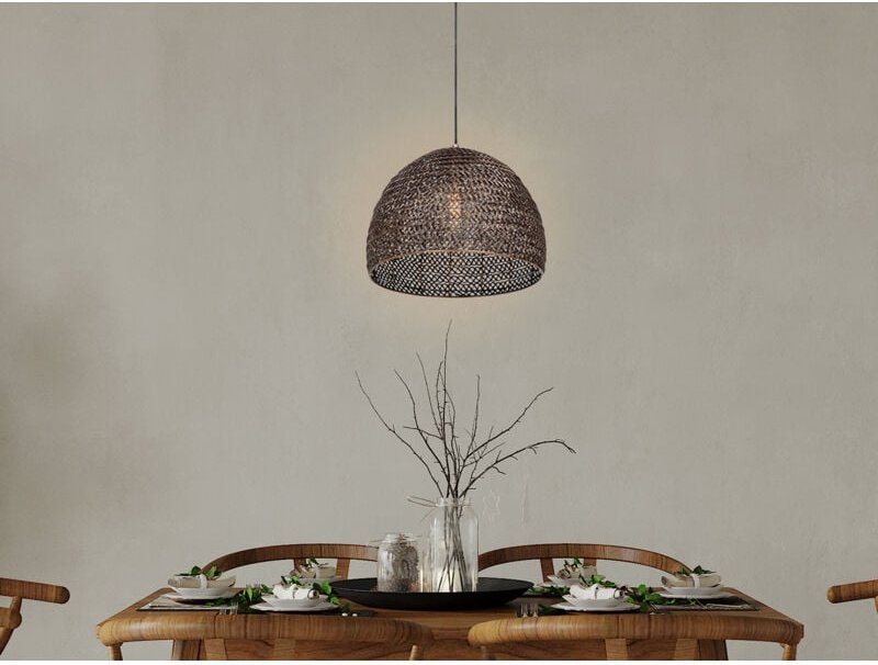 Meinewunschleuchte - Vintage led Pendelleuchte aus Metallgeflecht in Altmessing, ø 36cm