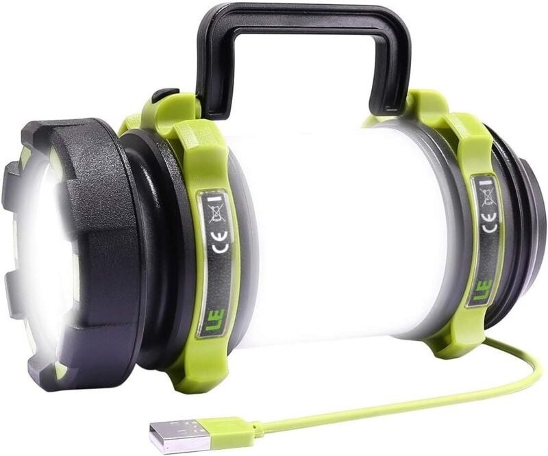 LE LED-Campinglicht, wiederaufladbare Campinglaterne mit 2600 mAh, leistungsstarke LED-Laterne mit 6 Modi, USB-Kabel im ...