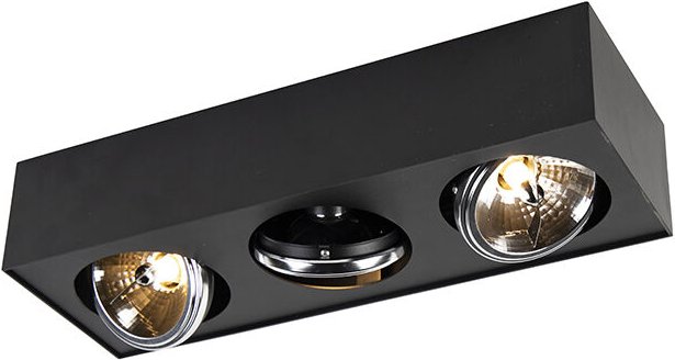 Design-Spot schwarz quadratisch 3-flammig - Kaya