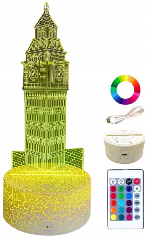 Nachttischlampe für Kinder London City Big Ben 16 LED 3D + Fernbedienung