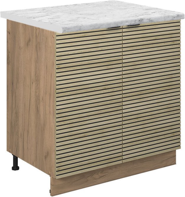 Spülenunterschrank Fame-Line, Eiche Paneel, 80 cm , AP Marmor, Vicco