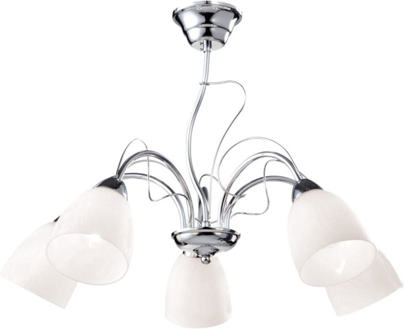 Kronleuchter Chrom Milchschirme E27 Kaja ARON K-JSL6218/5CHR