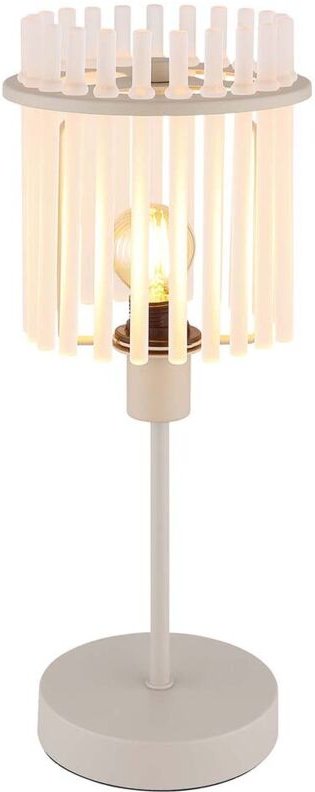 Tischlampe Tischleuchte Nachttischlampe Glasstäbe Schlafzimmerlampe sandfarben satiniert, 1x E14 Fassung, DxH 15x37,5 cm