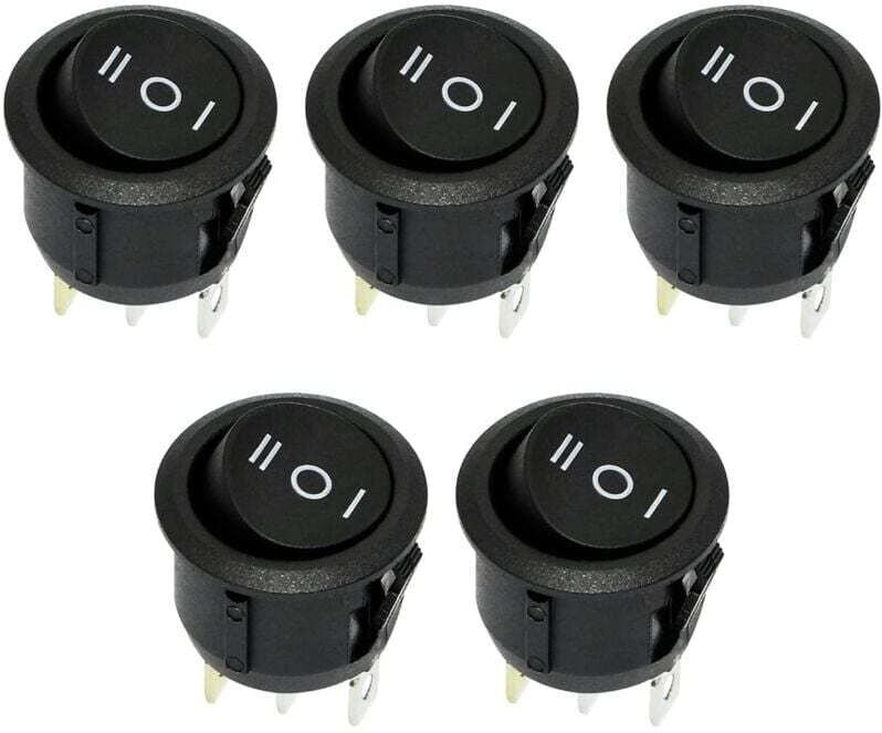 Interrupteur à bascule rond 5 pièces, interrupteur à bascule 3 broches 3 positions interrupteur à bascule à bascule ON-O...