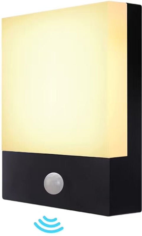 12-W-LED-Außenwandleuchte mit Bewegungsmelder, Wandleuchte für Veranda und Terrasse, Warmweiß 3000 K, IP65 (mit PIR-Sens...