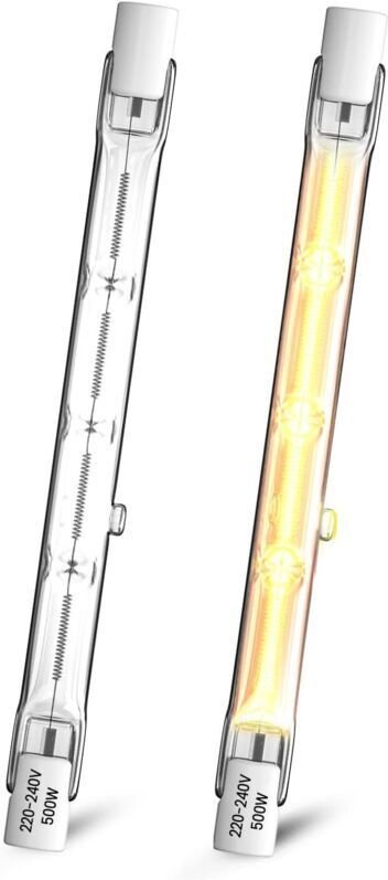 500-W-R7s-Halogenlampe, 118 mm, dimmbare Halogen-Stiftlampe, warmweiß 2800 K, J118-Doppelsockel-Linearstrahlerlampe (2er...