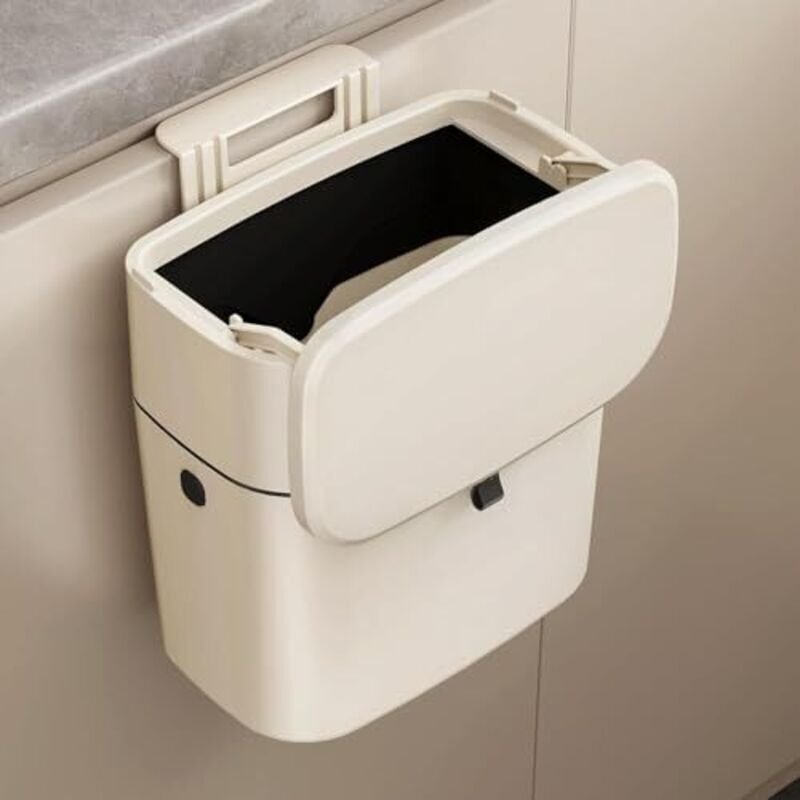 Hängender Küchenabfalleimer, 7-Liter-Küchenabfalleimer mit Deckel, wandmontierter Küchenabfalleimer, kleiner Küchenabfal...