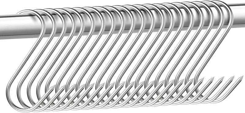 Set mit 15 Edelstahl-Fleischerhaken – 15 cm – S-förmige Haken – Für Bad, Schlafzimmer, Büro, Küche, Geschäft, Fleischver...