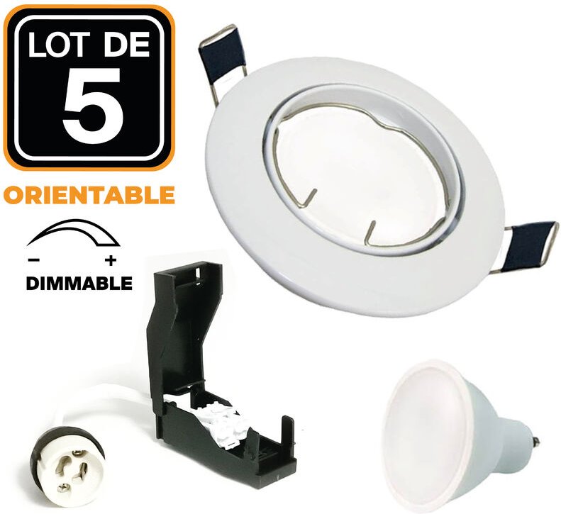 Europalamp - 5 Schwenkbare Einbaustrahler weiss GU10 led 6W Dimmbar Warmweiß 3000K