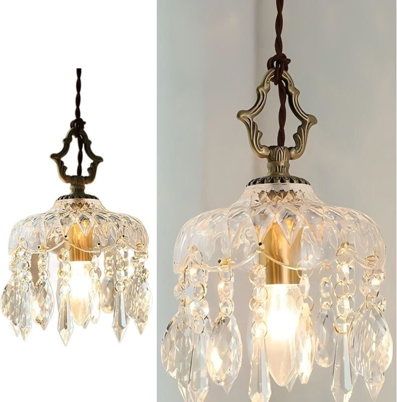 AUTRUCKER Retro-Kristalllüster, ideal für Flure, Balkone und Nachttische. Gefertigt aus Kupfer und Glas, mit modernem De...