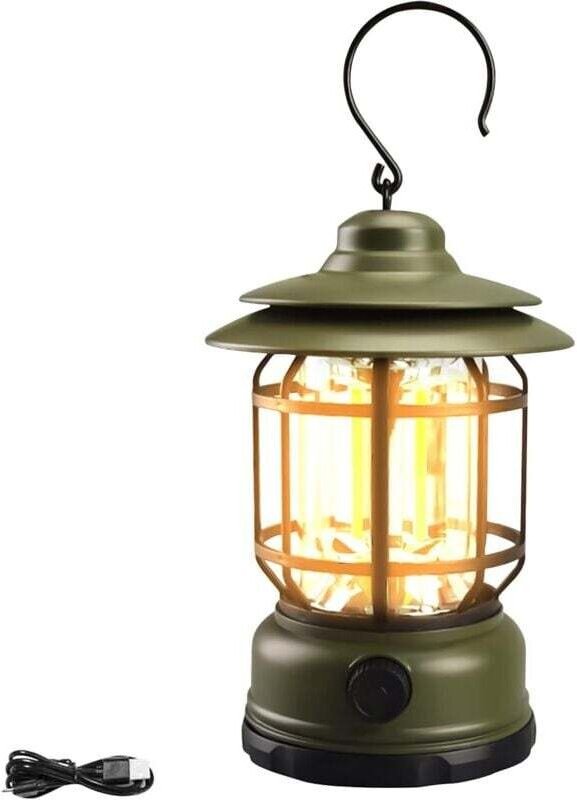 Lanterna antitempesta vintage, luce LED portatile ricaricabile, luce elettrica da campeggio, lanterne LED da esterno, lu...
