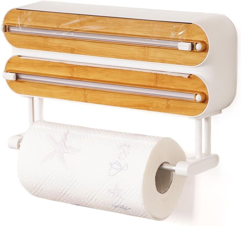 3-in-1-Spender für Frischhaltefolie mit Küchenpapierhalter, Spender für Frischhaltefolie, magnetischem Spender für Alumi...