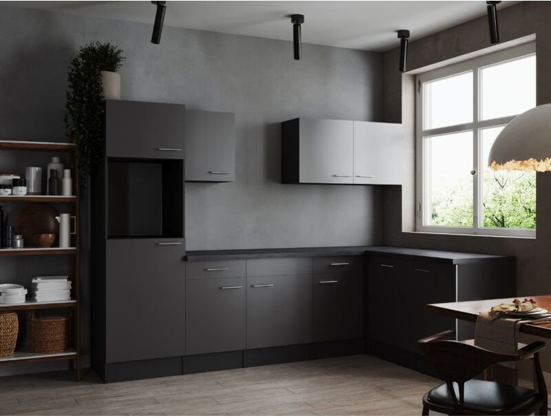 L Küche Leerblock Winkelküche Grau Matt Grau Oliver 280 x 172 cm Respekta