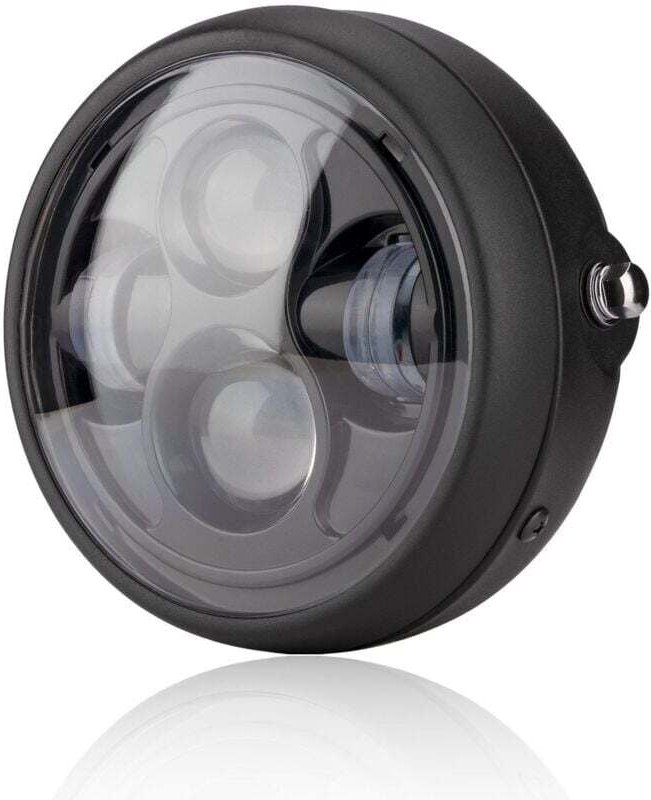 Runder Motorrad-LED-Scheinwerfer, 16,5 cm, universeller weißer Frontscheinwerfer, Schwarz