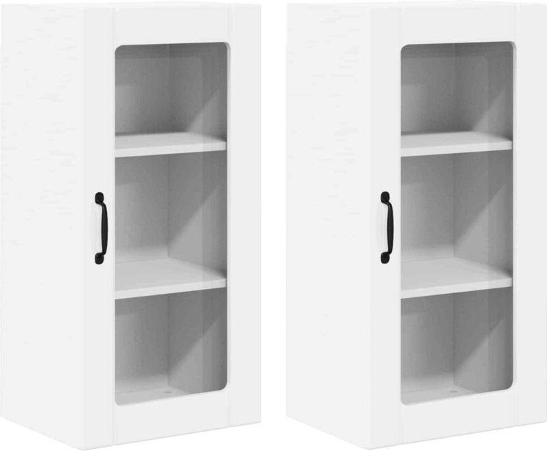 Küchenschrank mit Regal 2 pcs Hochglanz Weiß 40 x 31 x 80 cm vidaXL