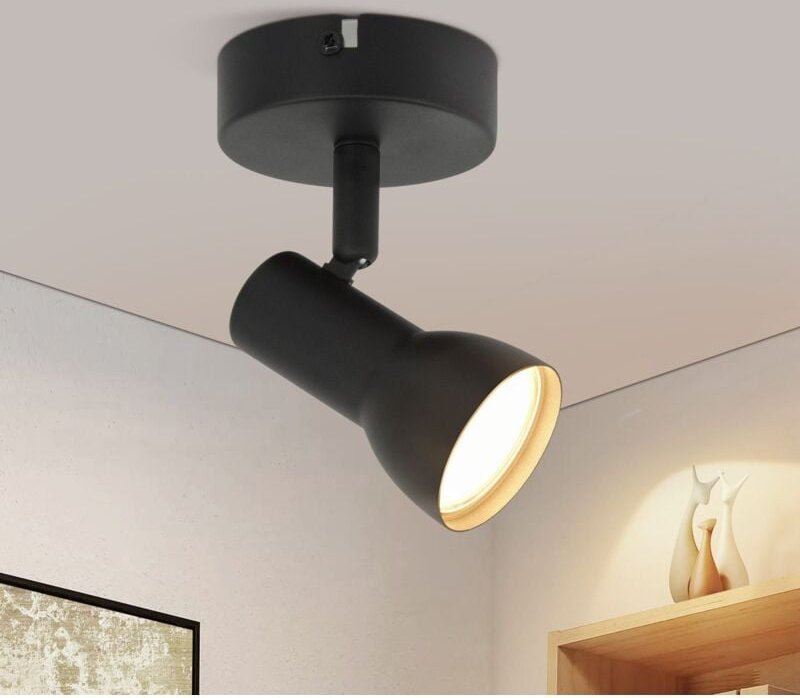Deckenstrahler 1 Flammig Deckenleuchte Flur - Deckenlampe Schwarz Modern Design Strahler Innen GU10 Deckenspots Metall 3...