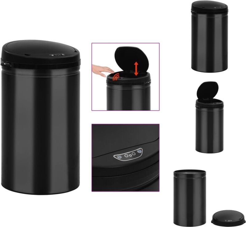 Mülltonnen & Abfalleimer - Living Automatischer Sensor-Mülleimer 40 l Kohlenstoffstahl Schwarz - Schwarz