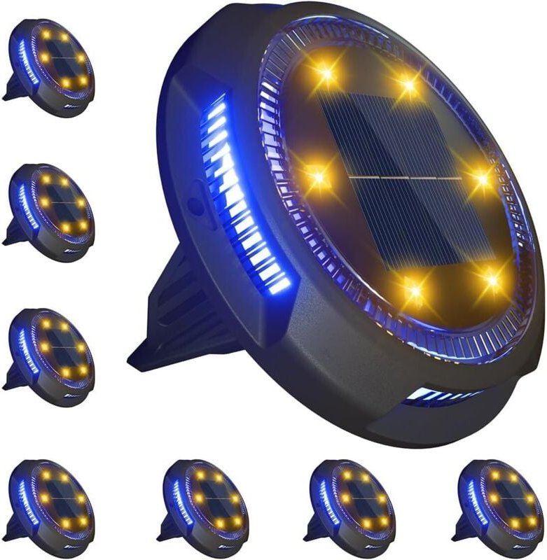Solar-Bodenleuchte, verbesserte 10 LED 1000 mAh IP65 wasserdichte Gartenleuchten, 14 Stunden ultralange Beleuchtung, Lan...