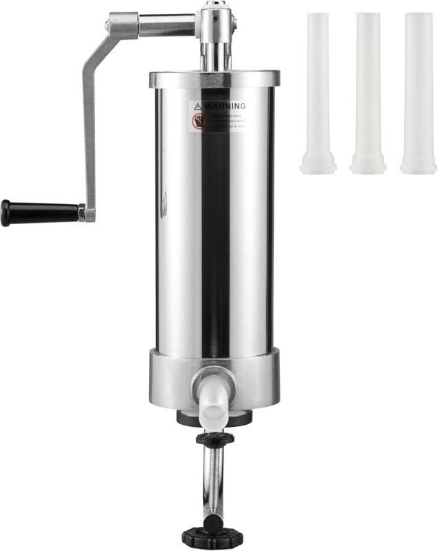 Wurstfüller, 5 Pfund/3 l Fassungsvermögen, vertikale Wurstfüllmaschine aus Edelstahl 304, 3 Füllrohre, Saugfuß, manuelle...