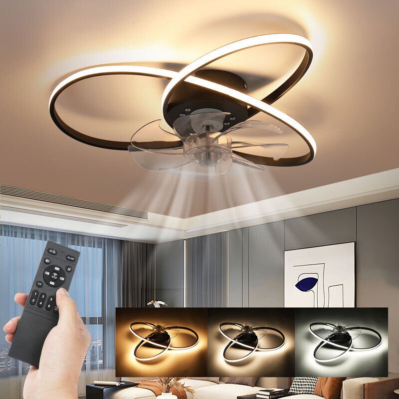 60W LED Deckenventilator mit Beleuchtung, Dimmer Fernbedienung LED Deckenlampe Deckenventilator Schlafzimmer Wohnzimmer ...