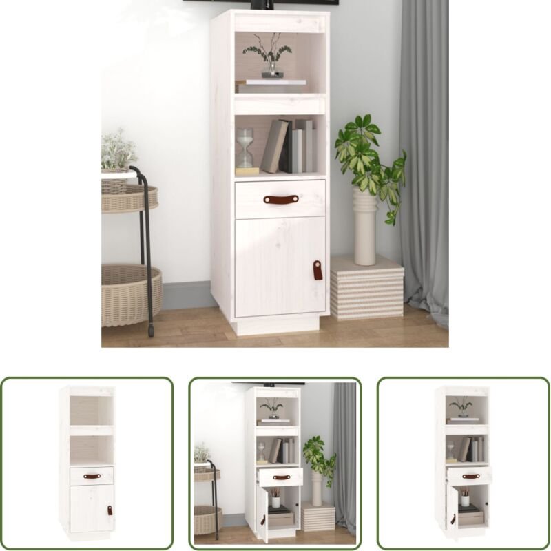 vidaXL Weiß Holz - Highboard Weiß 34x40x108,5 cm Massivholz Kiefer