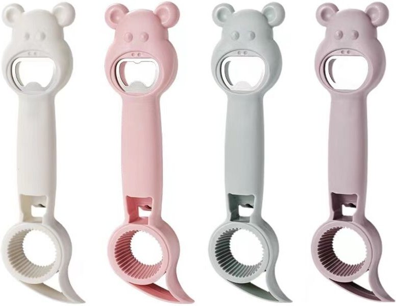 4er-Set Flaschenöffner, 4-in-1, multifunktional, manuell, Bär, Glasöffner, Flaschenöffner, Dosenöffner, Glasöffner, Bier...