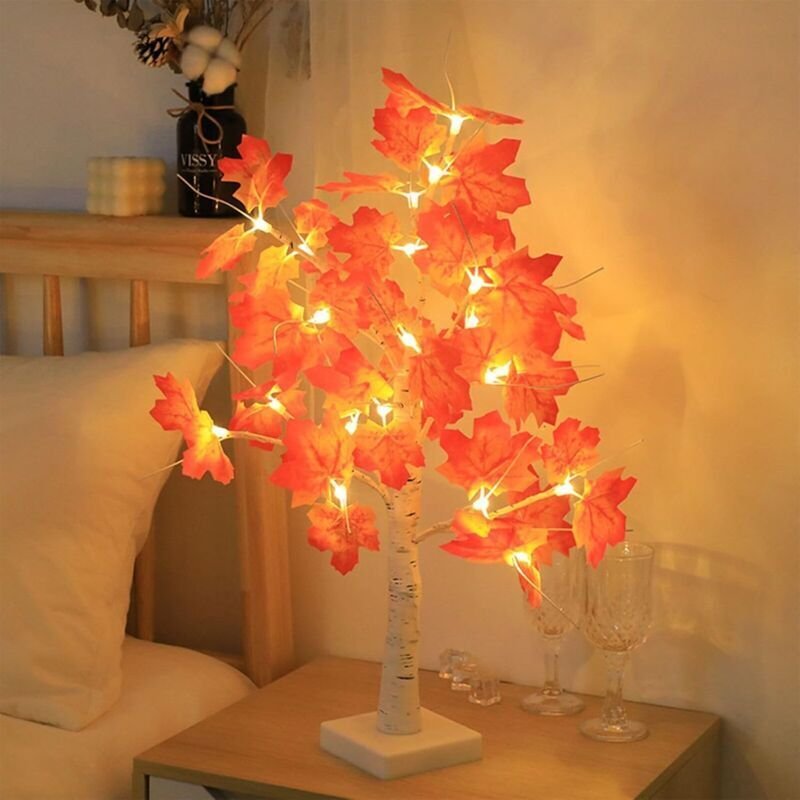 24 LED-Ahornbaum-Lichterkette (60 cm), vielseitige LED-Baumbeleuchtung, USB-batteriebetriebene Weihnachtsbaumbeleuchtung...