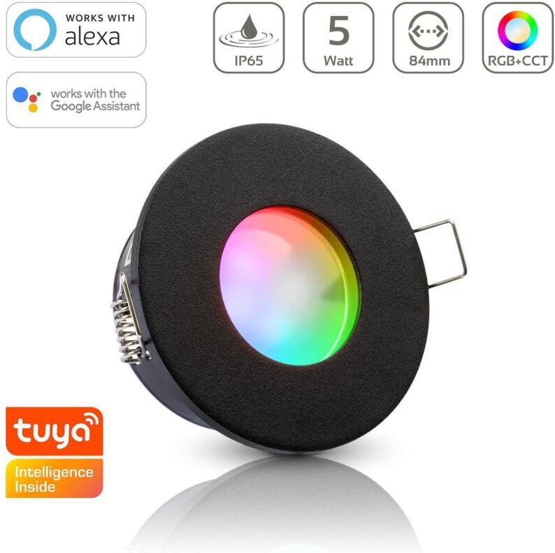 Einbauspot IP65 rund - Farbe: Schwarz - LED Leuchtmittel: GU10 5W RGB+CCT Smart