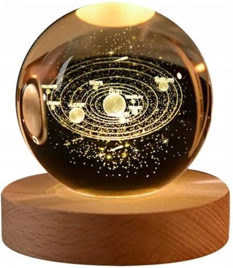 cm 3D-Glaskugel-Nachtlicht, USB-betrieben für Kinder, Sonnensystem