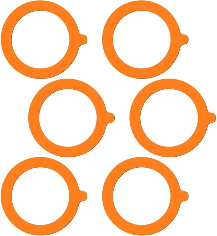CCYKXA Set mit 6 Gummidichtungsringen für Gläser, luftdichte Silikon-Ersatzdichtungen für Gläser - 9,3 cm (orange)