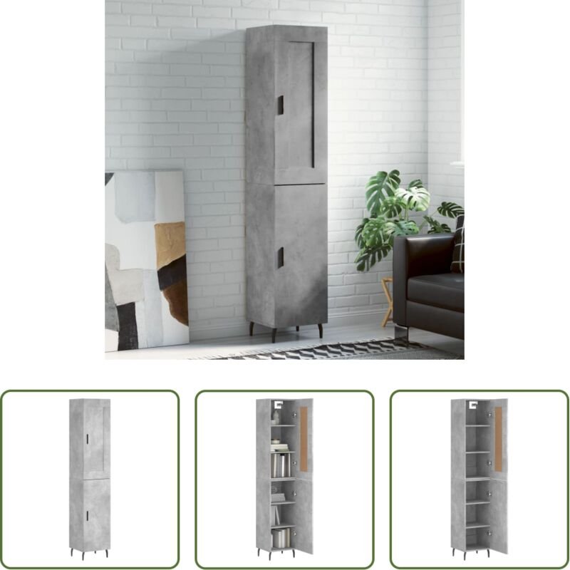 Holzwerkstoff - Highboard Betongrau 34,5x34x180 cm Holzwerkstoff