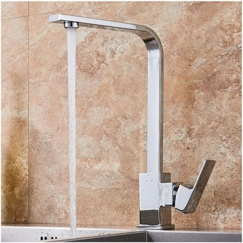 Quadratische Küchenarmaturen mit hohem Auslauf – Mischbatterien für Küchenspülen (verzinkte Legierung)