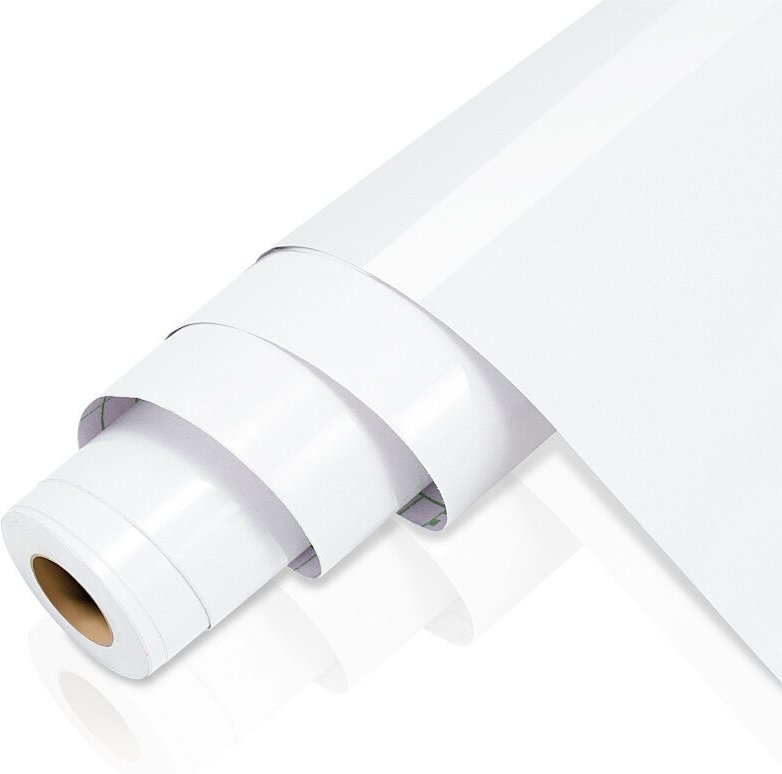 Wolketon Selbstklebende PVC Tapetenfolie, weiße Möbelfolie für Küche