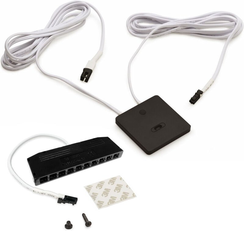 Domus Line Dimmbarer Aluminium Touchless-Schalter fun d-motion (schwarz, 50 x 58 x 5 mm, 12V, mit 10-fach Verteiler, Mic...