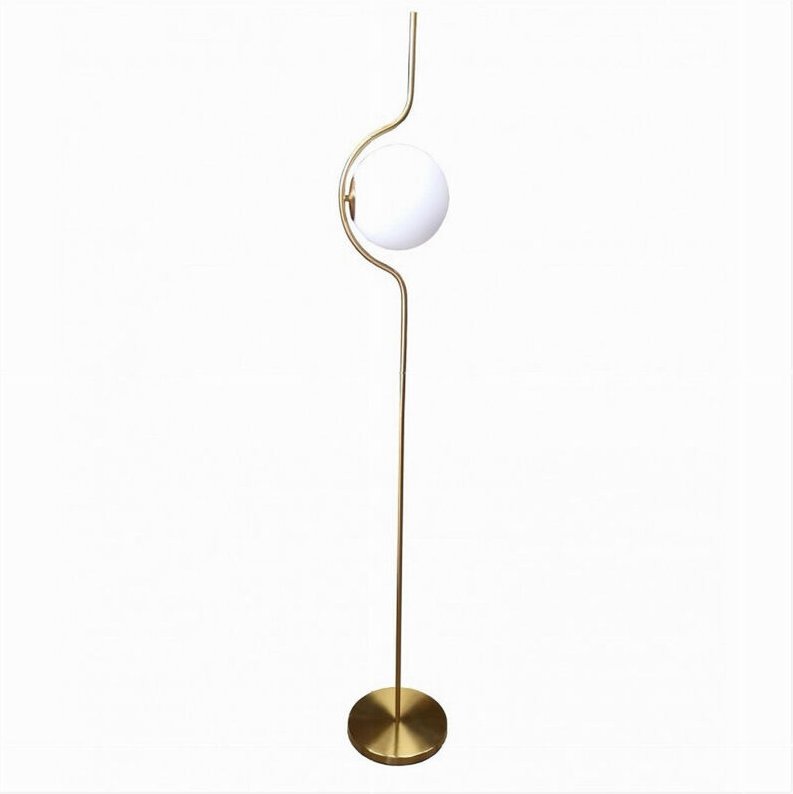 Trade Shop Traesio - Trade Shop - goldene stehleuchte mit weisser glaskugel E27 moderne design-stehleuchte 33894 -