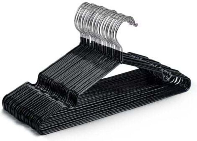 Set mit 20 hochwertigen schwarzen Metallkleiderbügeln, 30 x 17 x 0,35 cm, platzsparend, geeignet für Kleiderschränke