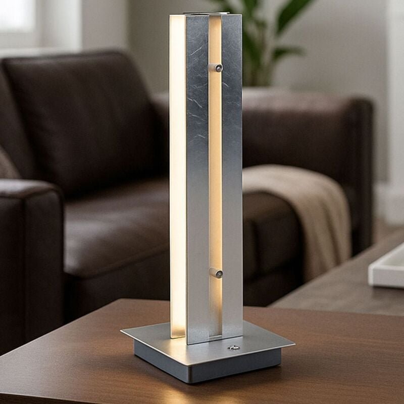 Tischlampe Nachttischlampe led Glas Lampe Touchdimmer 3 Stufen dimmbar, Aluminium silber, 1x led 12W 800Lm 3000K, LxBxH ...