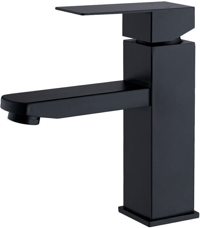 Wasserhahn Bad Schwarz Badarmatur Warm und Kalt Waschbecken Armatur Mischbatterie Einhandmischer Gäste WC Waschtischarma...