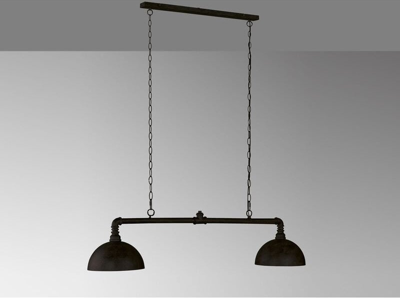Fischer&honsel - Pendelleuchte leitung 2-flammig Industrial Schwarz Gold Design Rohr, Breite 87cm